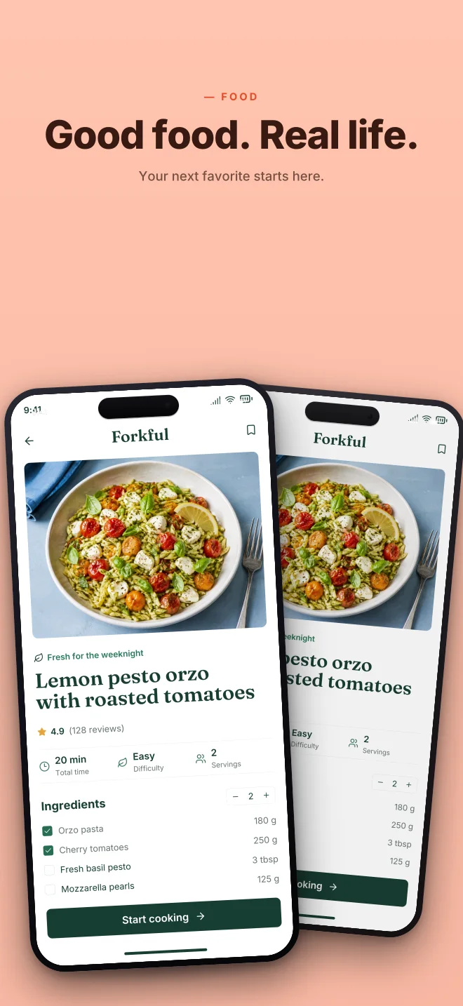 Papaya palette in Angled Pair, a fictional food app screenshot example