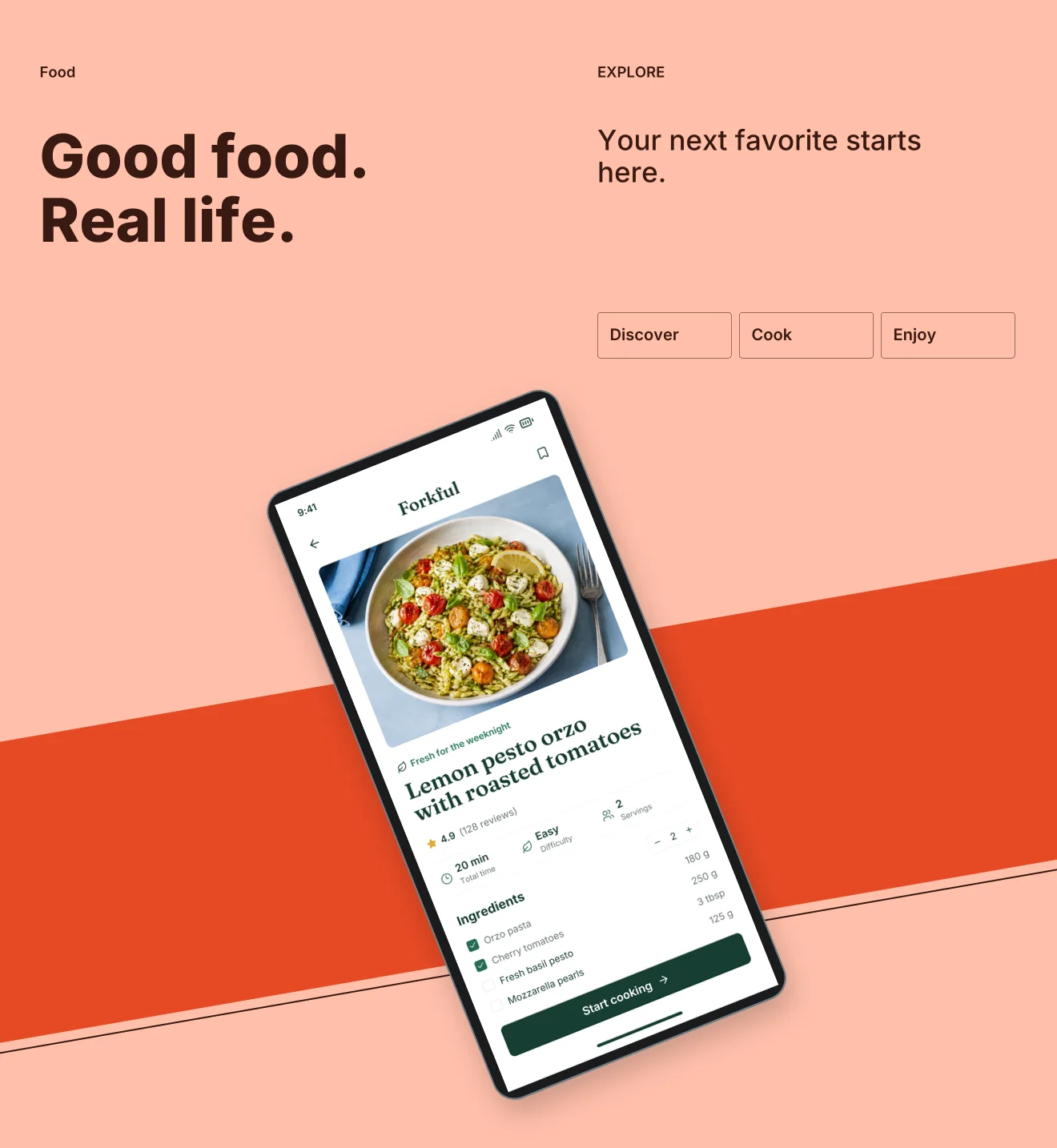 Papaya palette in Panoramic Pair, a fictional food app screenshot example