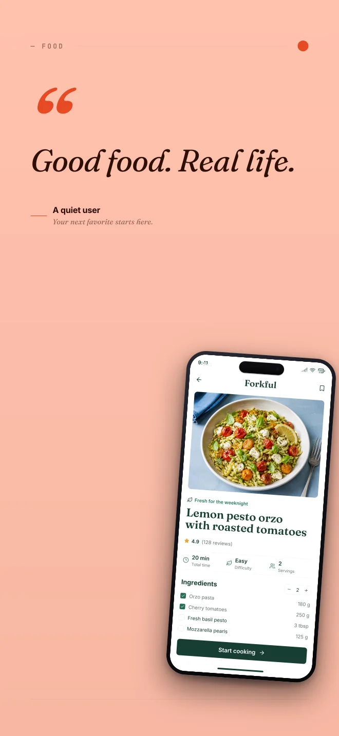 Papaya palette in Quote Card, a fictional food app screenshot example
