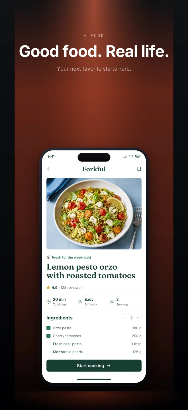Papaya palette in Spotlight Vault, a fictional food app screenshot example