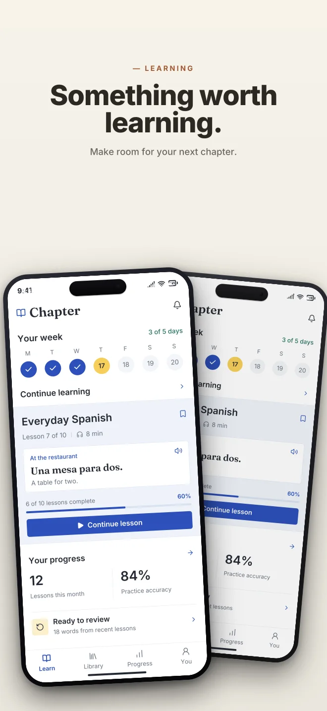 Paper Trail palette in Angled Pair, a fictional learning app screenshot example