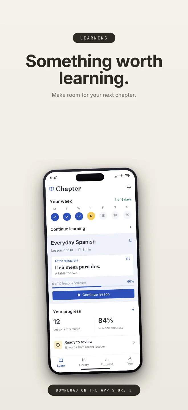 Paper Trail palette in Closer Badge, a fictional learning app screenshot example