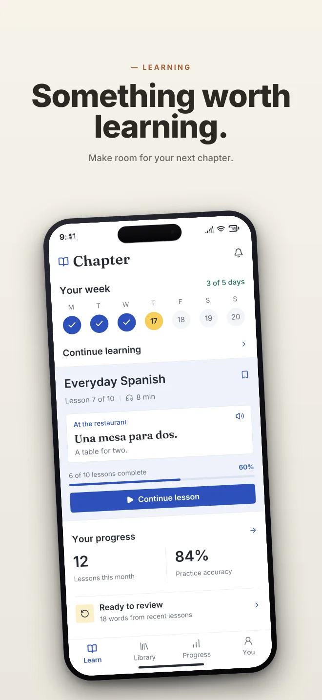Paper Trail palette in Hero Lift, a fictional learning app screenshot example