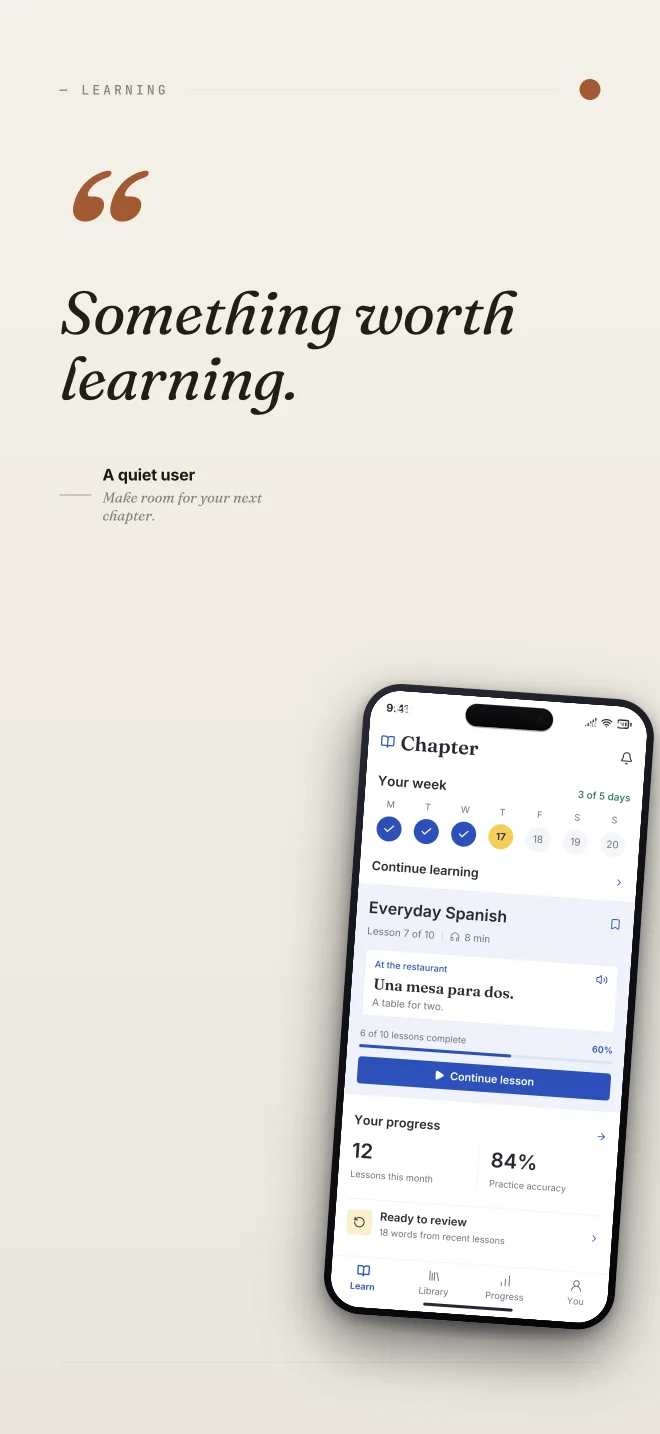 Paper Trail palette in Quote Card, a fictional learning app screenshot example