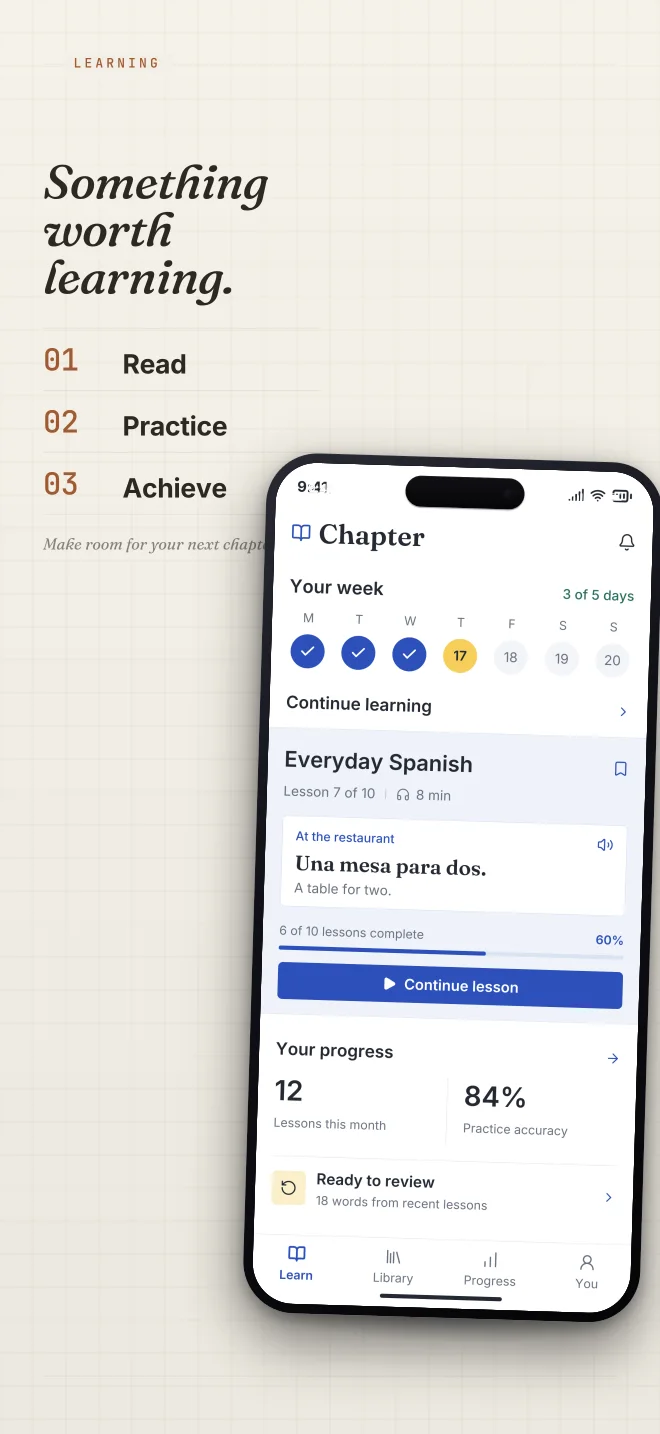 Paper Trail palette in Specimen Grid, a fictional learning app screenshot example