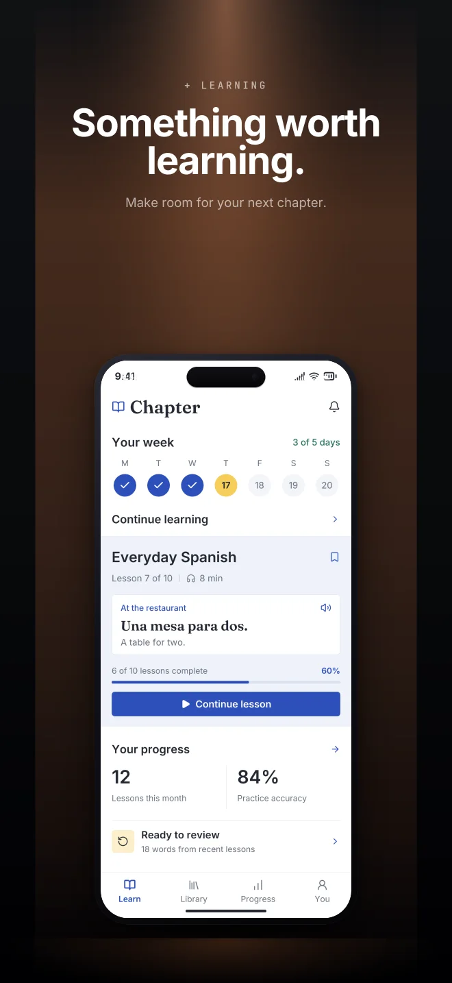 Paper Trail palette in Spotlight Vault, a fictional learning app screenshot example