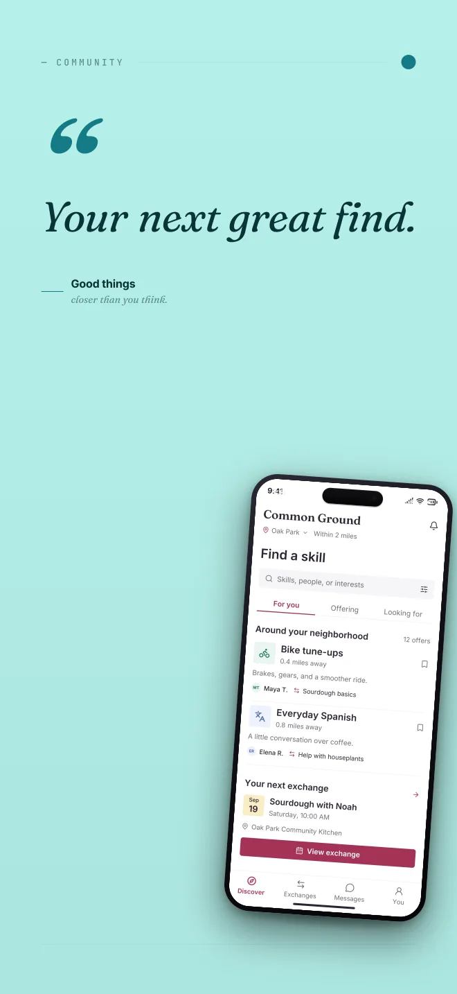 Poolside palette in Quote Card, a fictional community app screenshot example