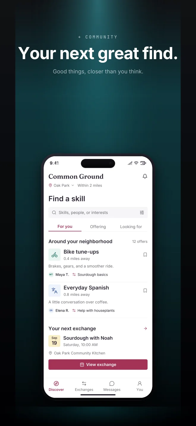 Poolside palette in Spotlight Vault, a fictional community app screenshot example
