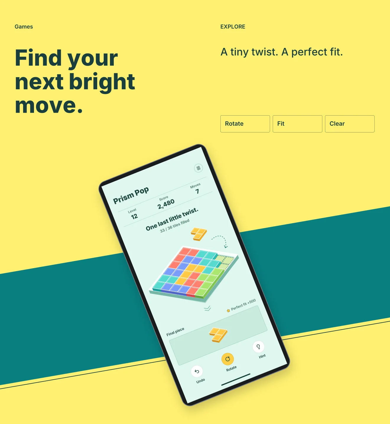 Prism Pop palette in Panoramic Pair, a fictional games app screenshot example