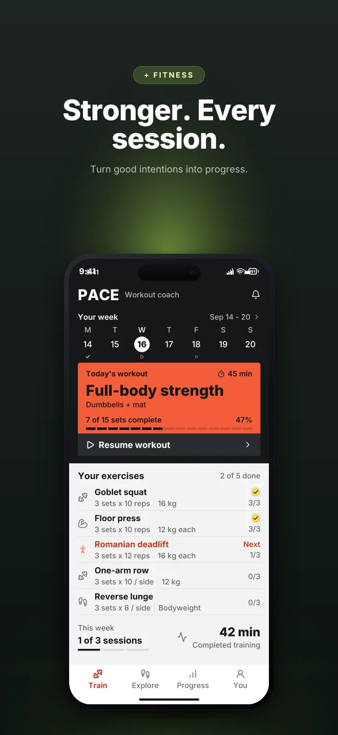 Signal palette in Dark Showcase, a fictional fitness app screenshot example