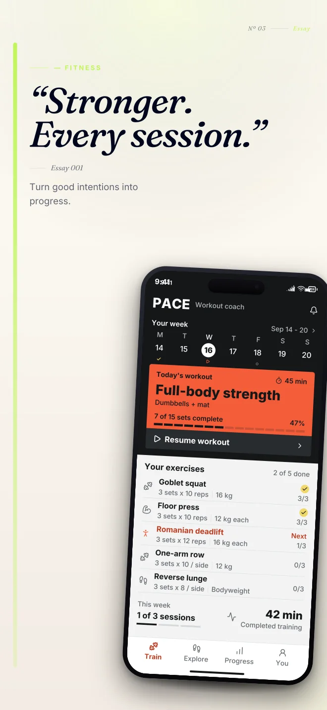 Signal palette in Editorial, a fictional fitness app screenshot example