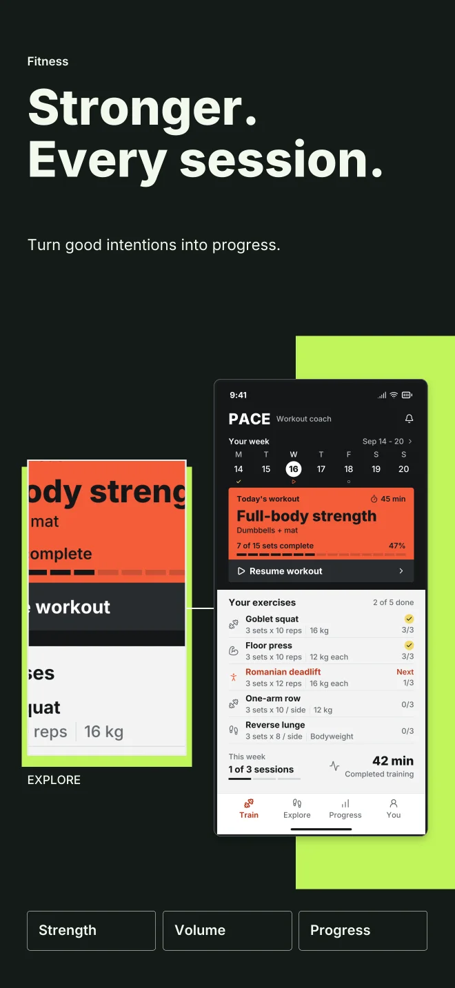 Signal palette in Feature Focus, a fictional fitness app screenshot example