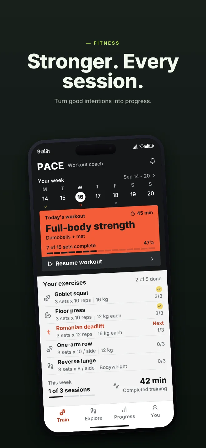 Signal palette in Hero Lift, a fictional fitness app screenshot example