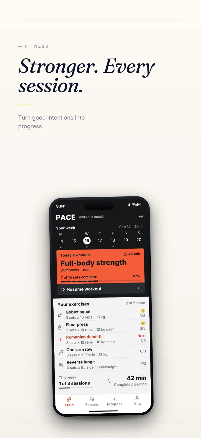 Signal palette in Minimal, a fictional fitness app screenshot example