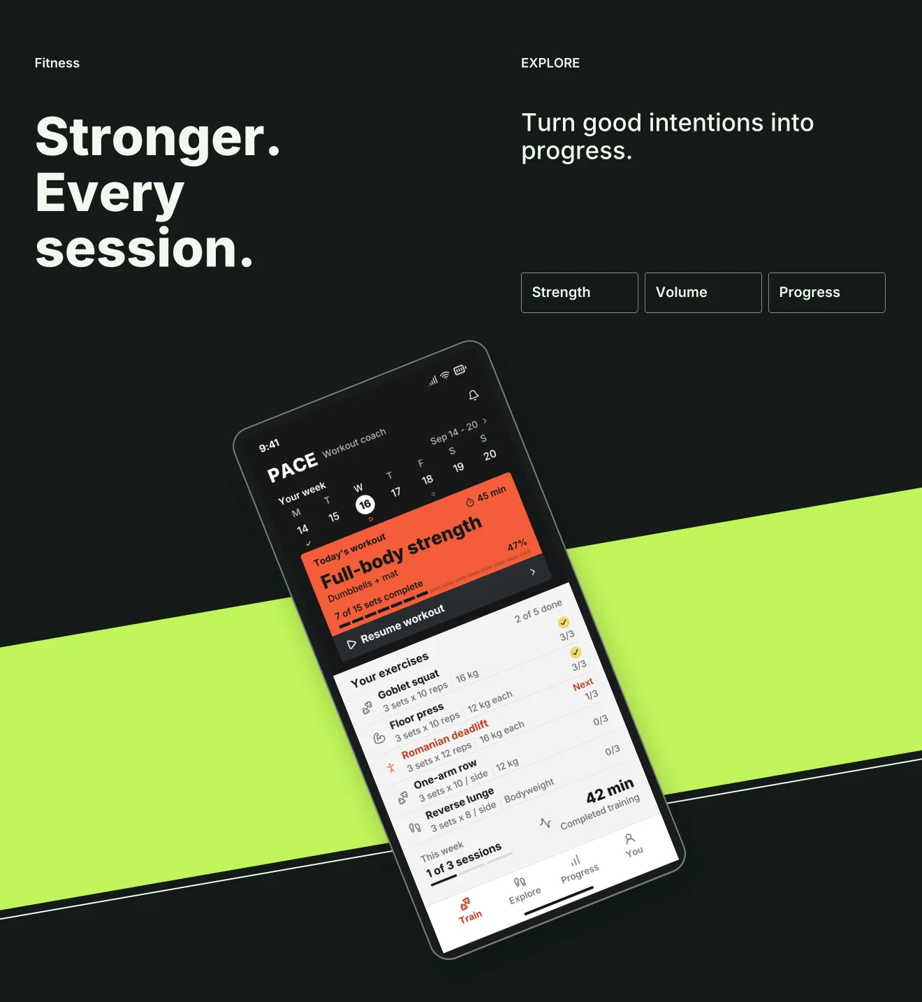 Signal palette in Panoramic Pair, a fictional fitness app screenshot example