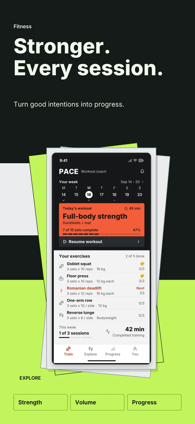 Signal palette in Playful Stack, a fictional fitness app screenshot example