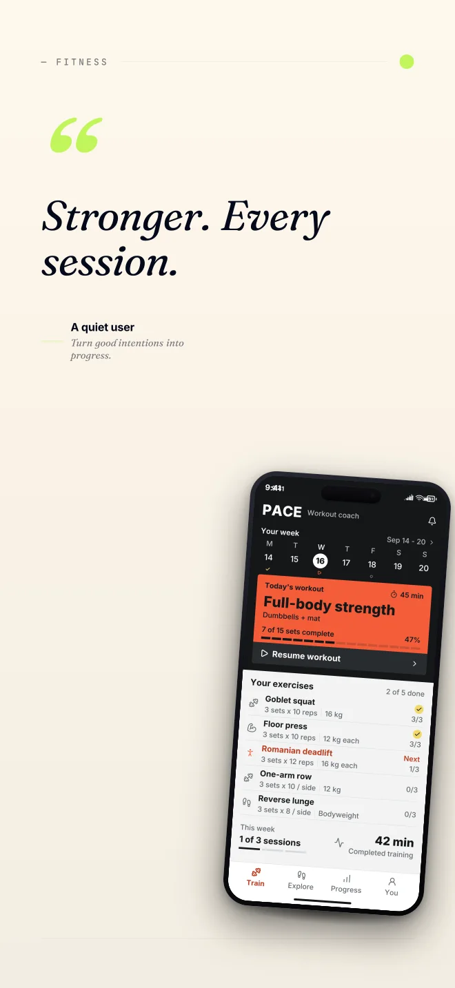 Signal palette in Quote Card, a fictional fitness app screenshot example