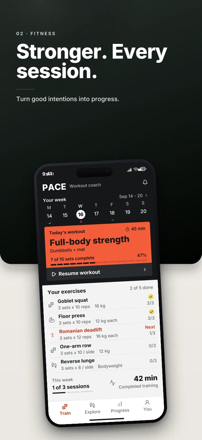 Signal palette in Split Bold, a fictional fitness app screenshot example