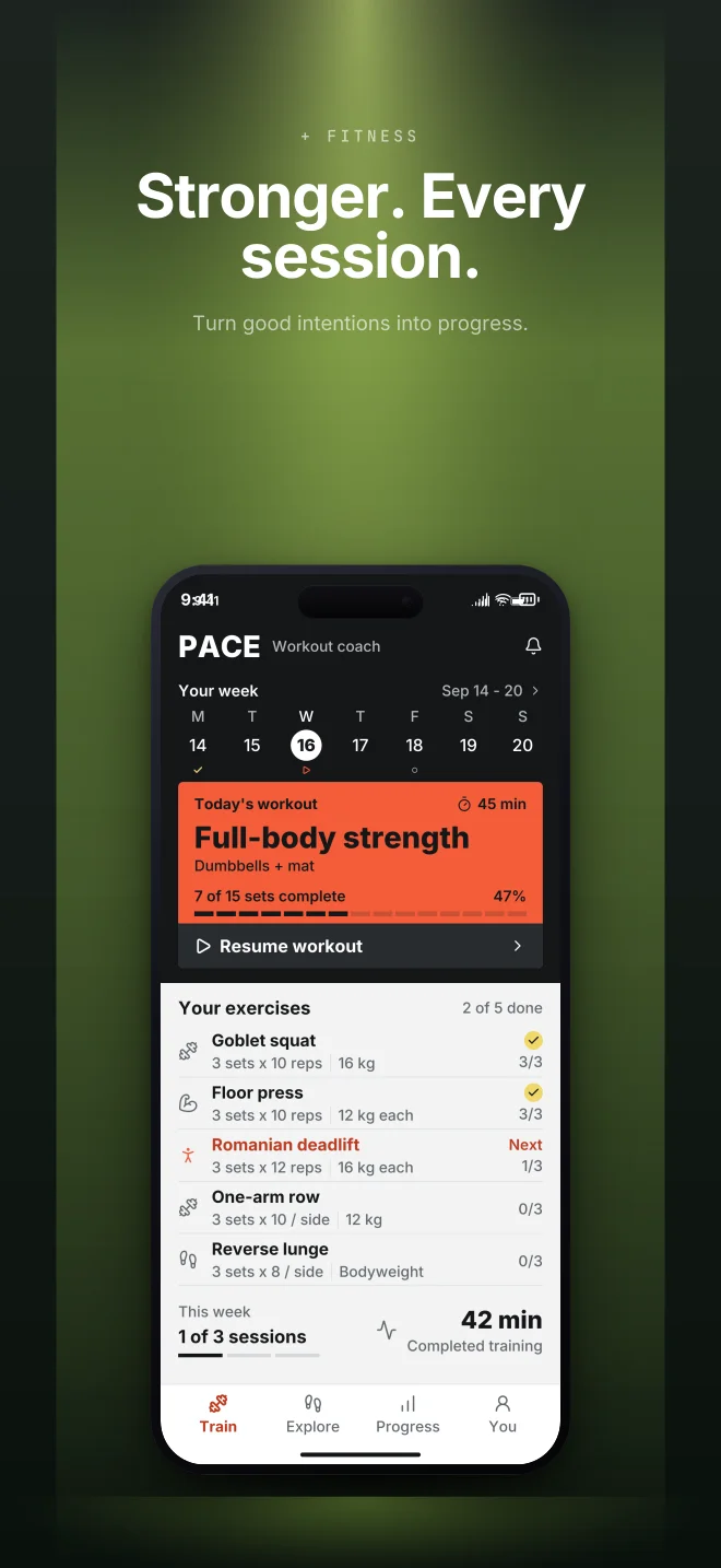 Signal palette in Spotlight Vault, a fictional fitness app screenshot example