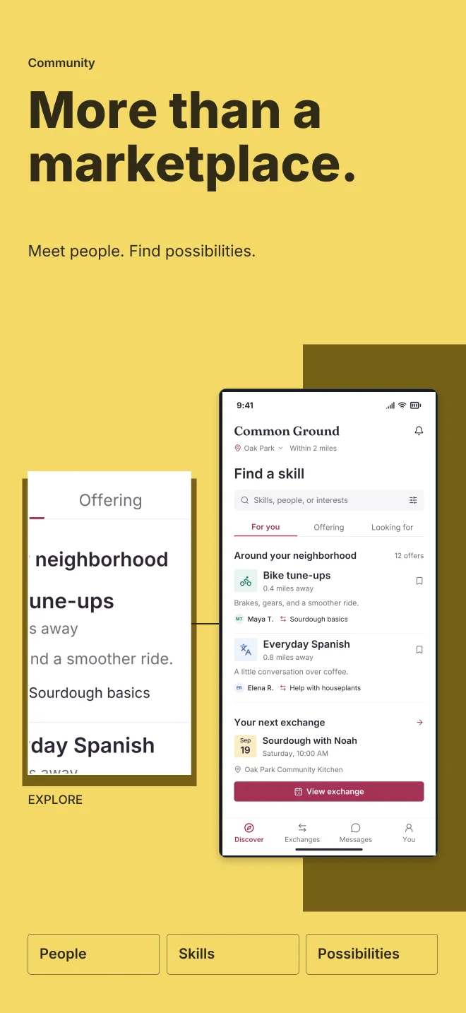 Sunroom palette in Feature Focus, a fictional community app screenshot example