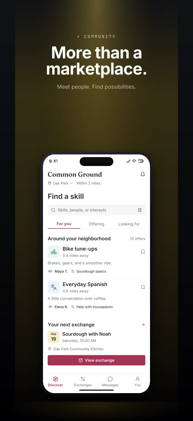Sunroom palette in Spotlight Vault, a fictional community app screenshot example